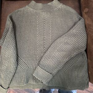 American Rag Cozy Gray and Green Crewneck Sweater